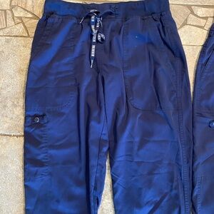 2 pair navy med couture jogger scrub bottoms